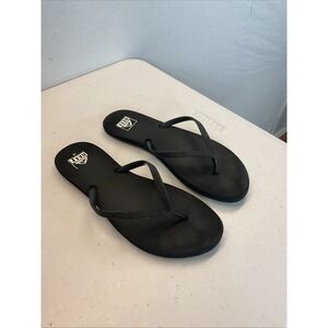 Reef Stargazer‎ Black Glitter Flat Flip Flops Sandal Women Sz 10 Cushion Comfort